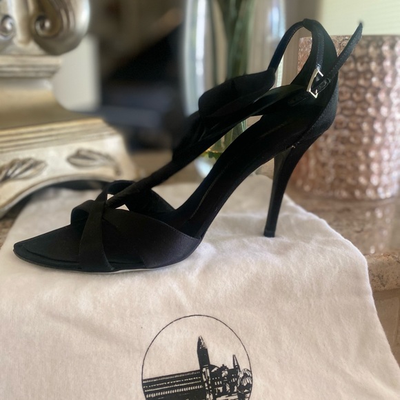 Elman Venezia Black Satin Orchid Evening Stiletto - Picture 12 of 14